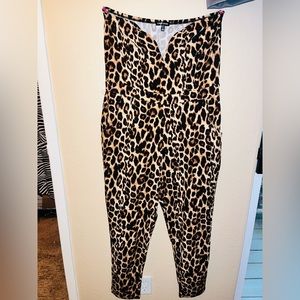 Brand new strapless leopard jumpsuit
